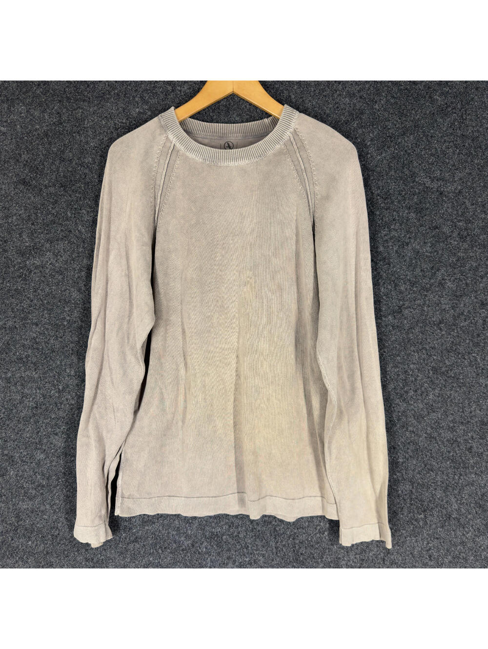 Aigle Sweater Pullover Men M Medium Beige Knit Long Sleeve Cotton Crew Neck